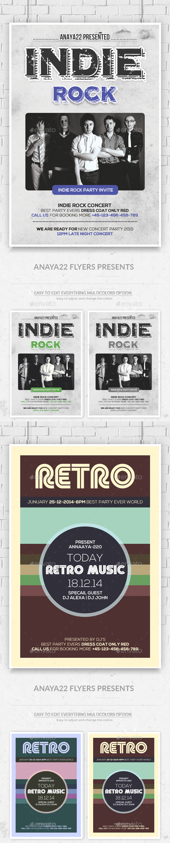 Indie Rock Flyer/ Poster Bundle - Clubs & Parties Events