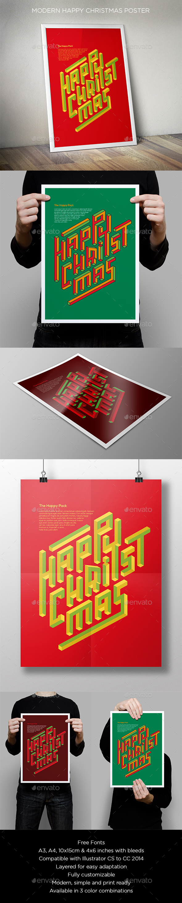Modern Happy Christmas Poster - Holidays Events