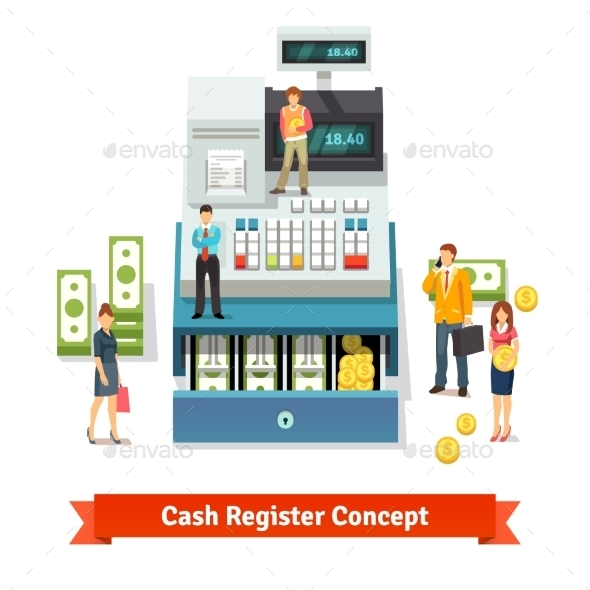 People Standing Near An Opened Cash Register - Business Conceptual