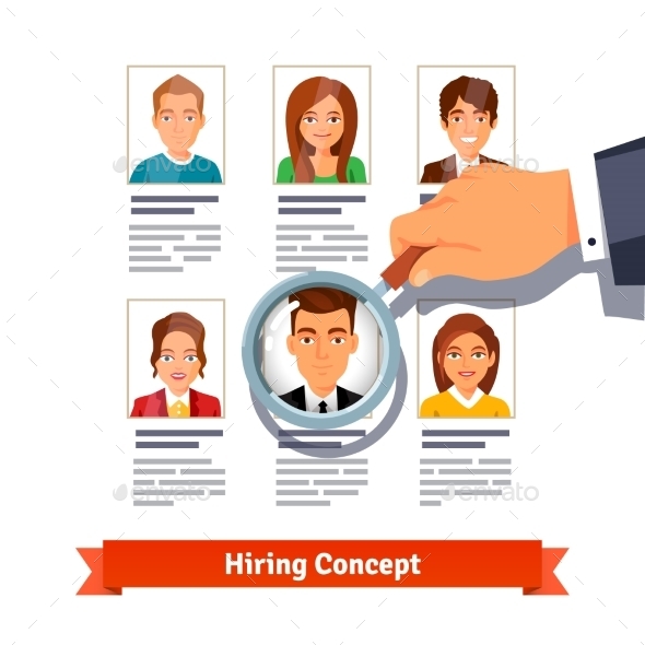 HR Manager Looking On Candidates. Hiring Concept - People Characters