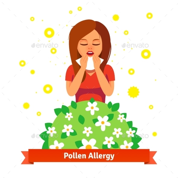 Girl Suffering From Spring Pollen Allergy - Health/Medicine Conceptual