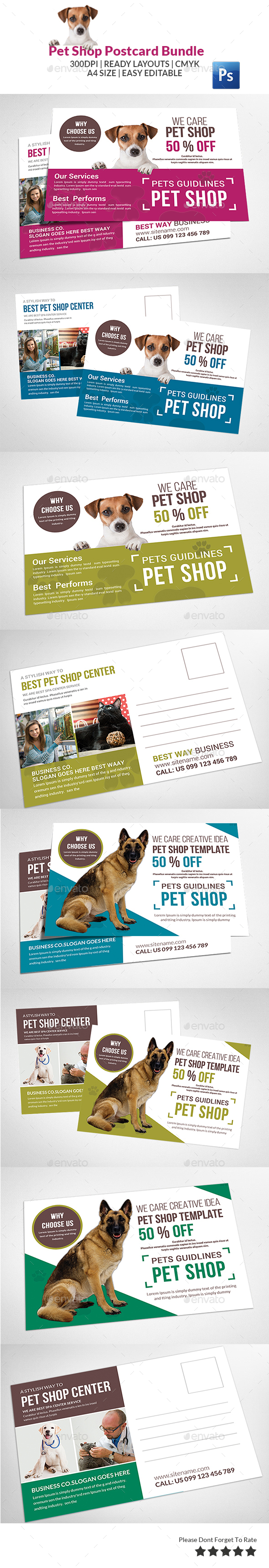 Pet Shop Postcard Bundle - Cards & Invites Print Templates