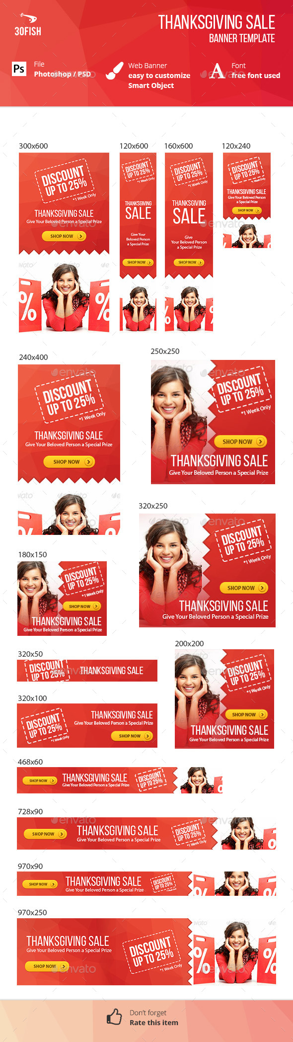 Thanksgiving Sale Banner - Banners & Ads Web Elements