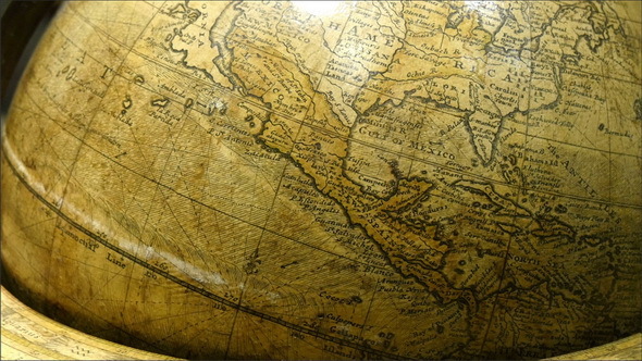 A Big Brown Globe Showing the Map of North America