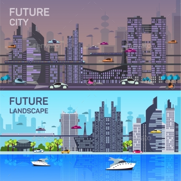 Busy Urban Cityscape Templates With Modern - Web Technology