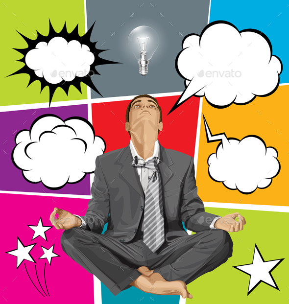 Big Set Of Bubble Speech And Man Looking Up - People Characters