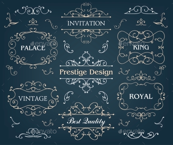 Set of Calligraphic Design Elements Page - Borders Decorative