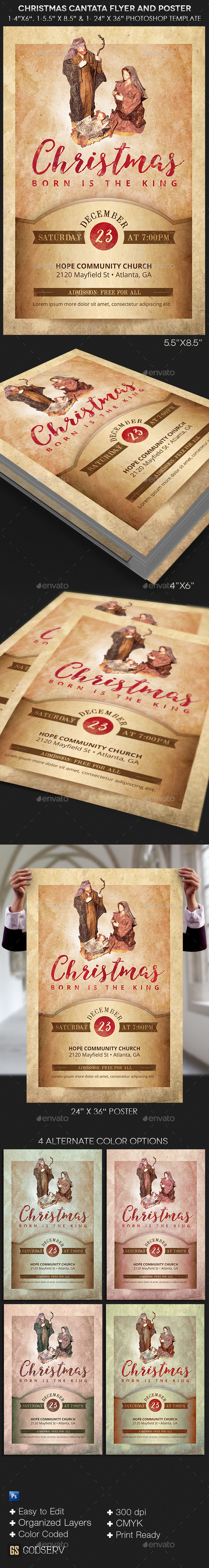 Christmas Cantata Flyer Poster Template - Church Flyers