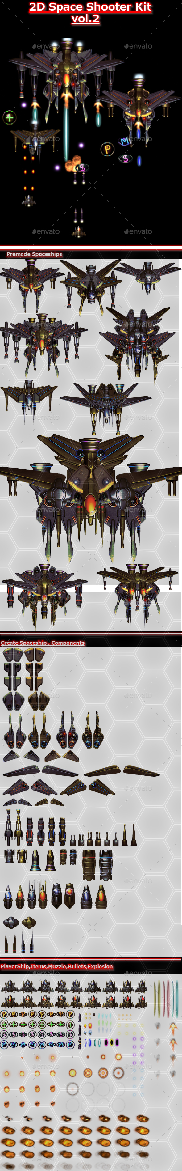 2D Space Shooter vol.2 - Sprites Game Assets