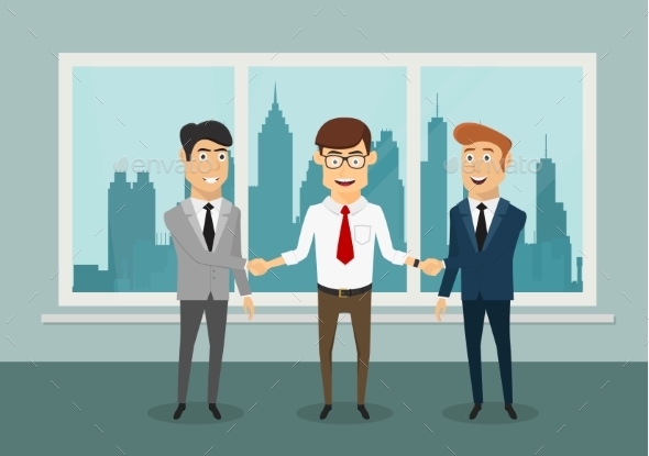 Businessmen Shaking Hands in Modern Office - Concepts Business