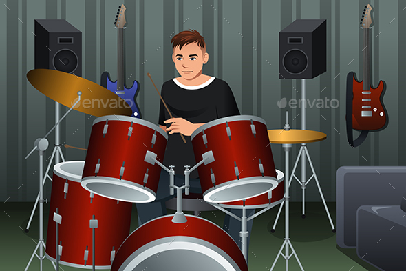 Man Playing Drum - People Characters