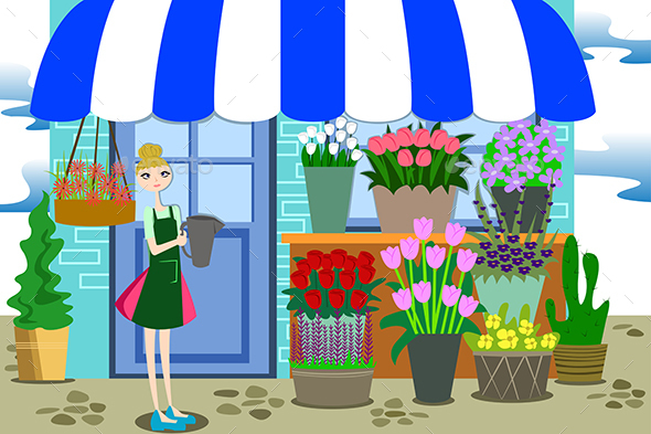 Florist Working with Bunch of Different Flowers - Retail Commercial / Shopping