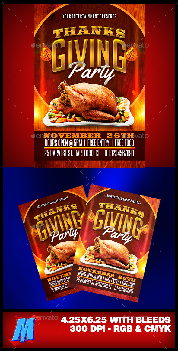 Thanksgiving Party Flyer Template - Clubs & Parties Events