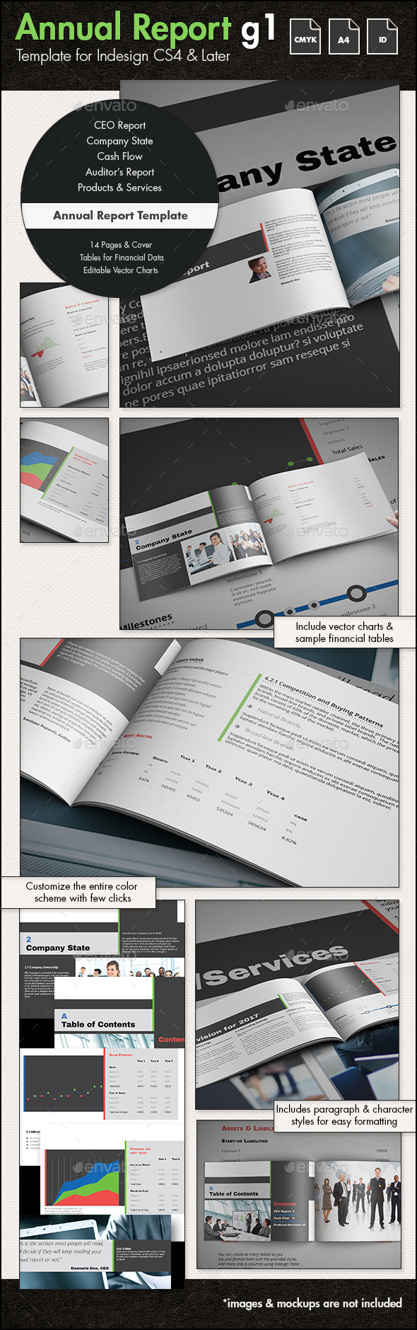 Annual Report Template g1 - A4 Landscape - Informational Brochures