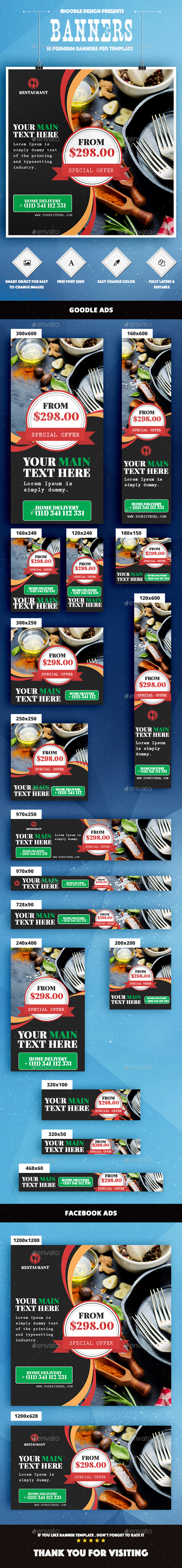 Food & Restaurant Banners Ad - Banners & Ads Web Elements