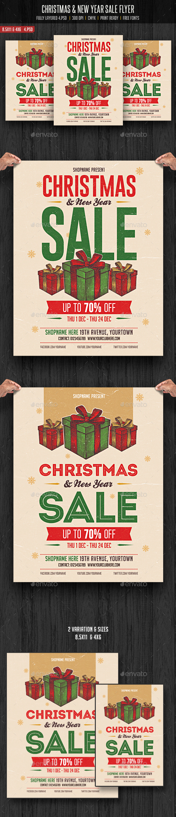 Christmas & New Year Sale Flyer - Flyers Print Templates