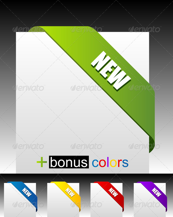 New green corner business ribbon - Decorative Symbols Decorative