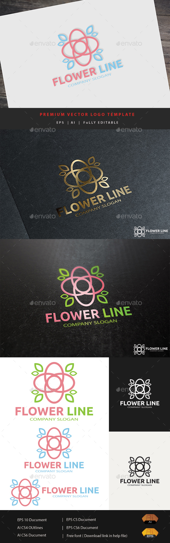 Flower Line - Abstract Logo Templates