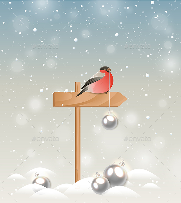 Bullfinch and Christmas Decorations - Christmas Seasons/Holidays