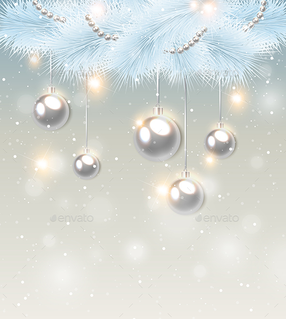 White Pine Branch and Decorations - Christmas Seasons/Holidays