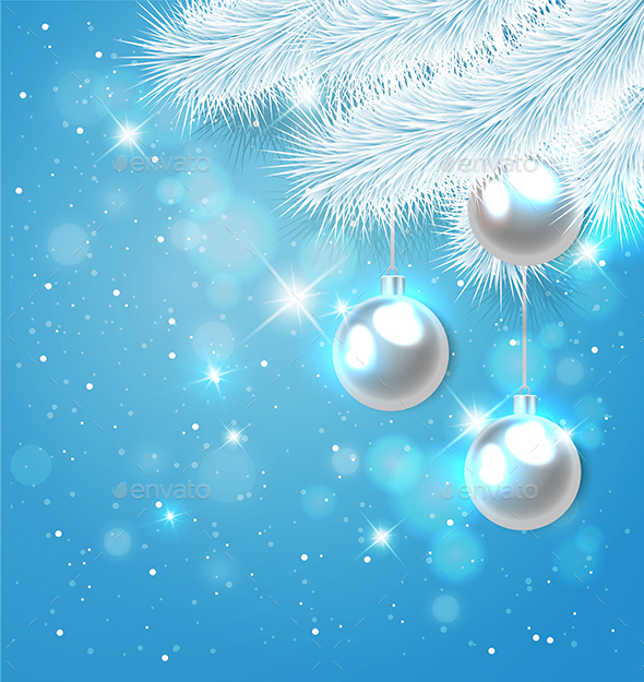Blue Christmas Background with Fir - Christmas Seasons/Holidays