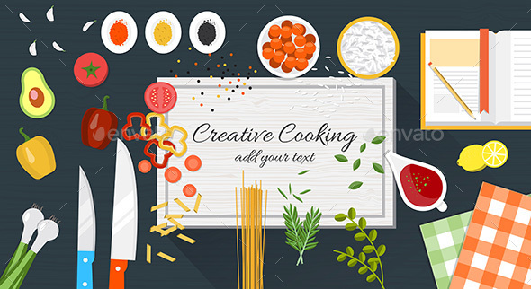 Food and Cooking Banner - Food Objects