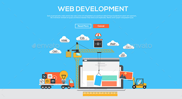 Flat Design Graphic Image Concept - Computers Technology