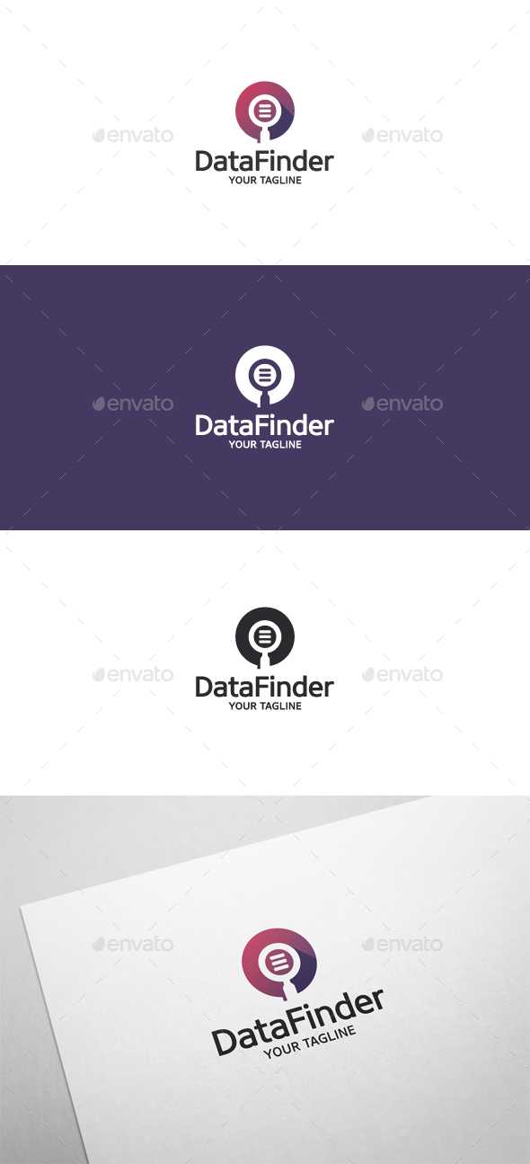 Data Finder - Magnifying Glass Logo - Objects Logo Templates