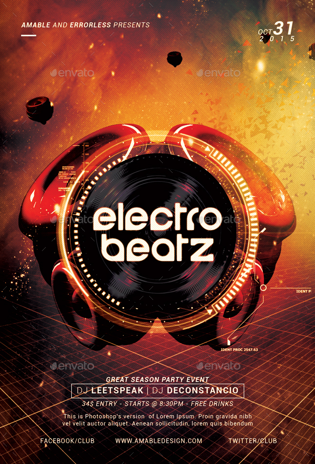 Electro Beatz Flyer by amabledesign | GraphicRiver