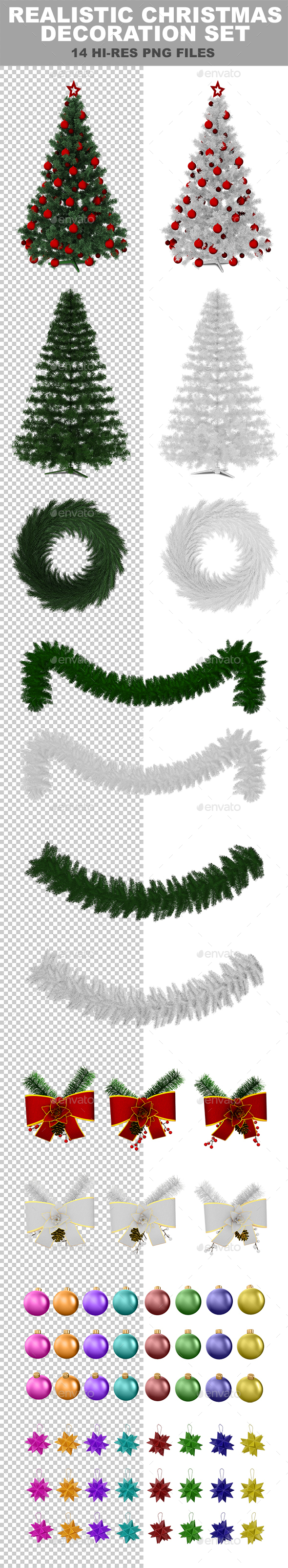 14 Realistic Christmas Decoration Set - Objects 3D Renders