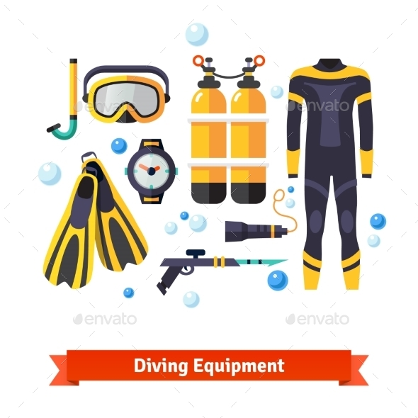 Diving Equipment Icons Set - Sports/Activity Conceptual