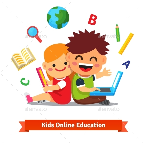 Boy and Girl Studying Together with Laptop - Computers Technology