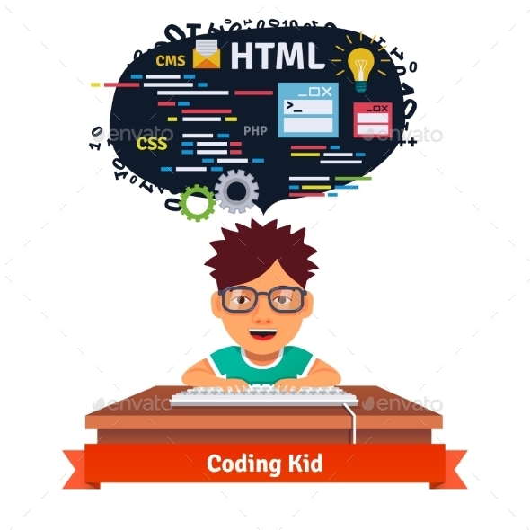 Kid is Learning Web Design and Coding - Computers Technology