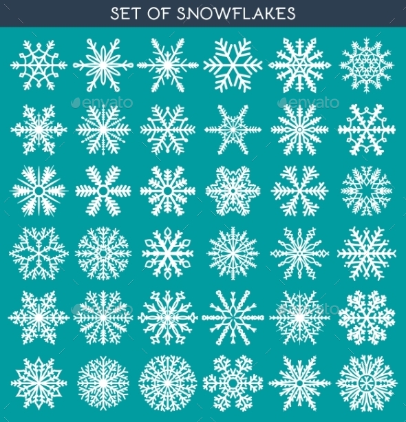 Set 36 White Different Snowflakes - Christmas Seasons/Holidays