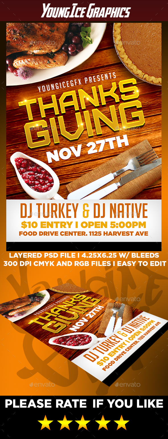 Thanksgiving Party Flyer Template - Holidays Events