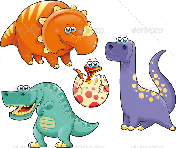 Group of funny dinosaurs. - Characters Vectors
