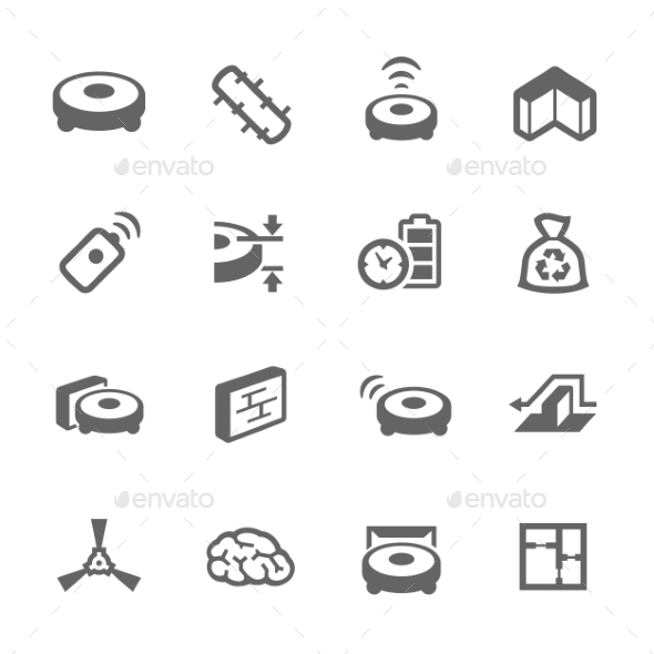 Simple Robot Cleaner Icons - Icons