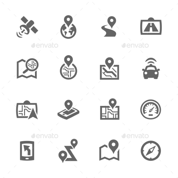 Simple Satellite Navigation Icons - Icons