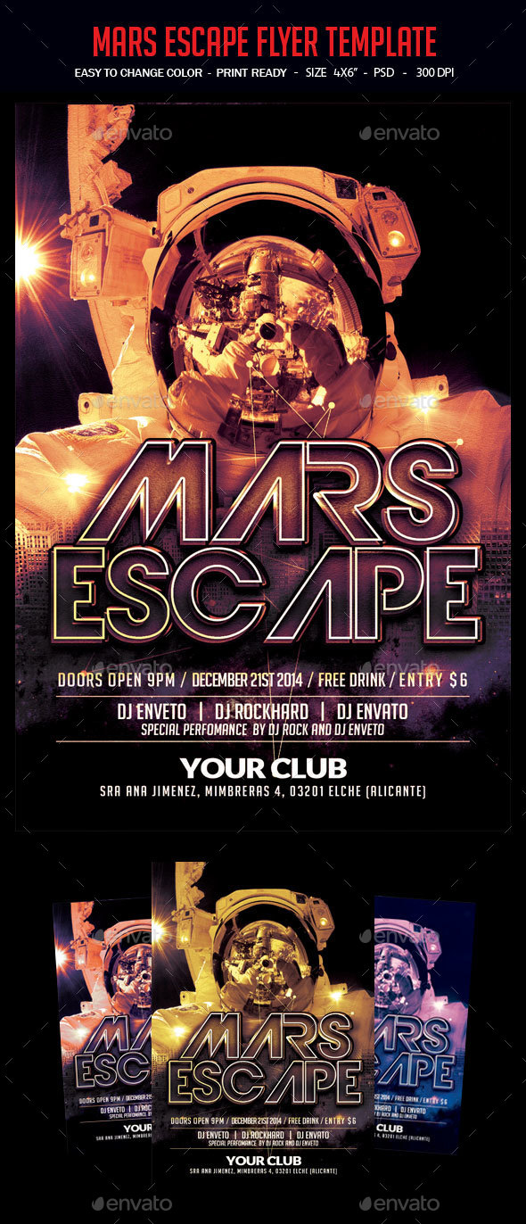 Mars Escape Flyer Template - Clubs & Parties Events