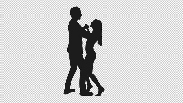 Silhouette of Loving Couple Dancing