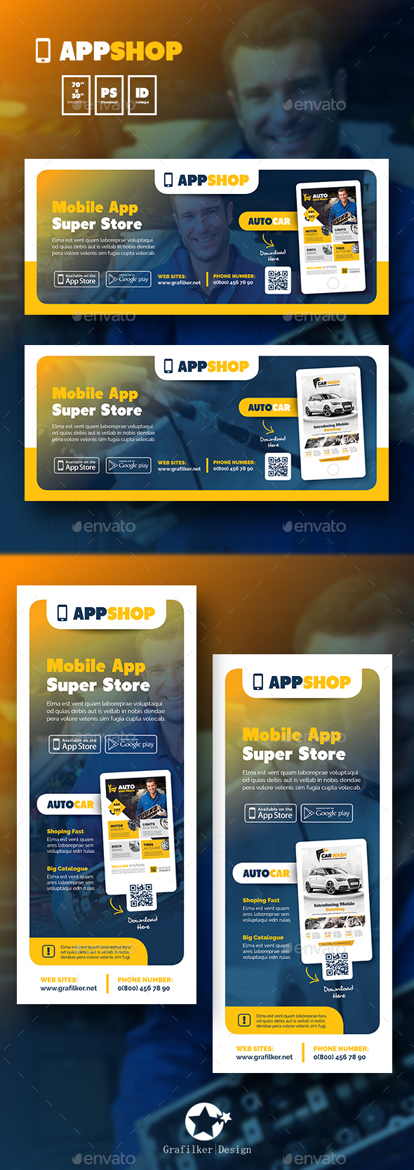 Mobile App Billboard & Roll-Up Templates - Signage Print Templates