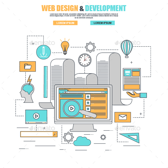 Thin Line Flat Design Web Development - Concepts Business