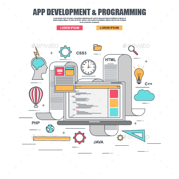 Thin Line Flat Design App Development - Concepts Business