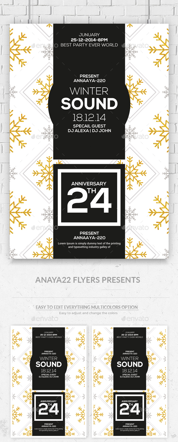 Winter Sound Party Flyer Template - Clubs & Parties Events