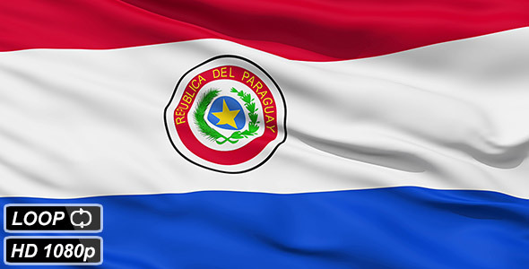 Waving National Flag Of Paraguay