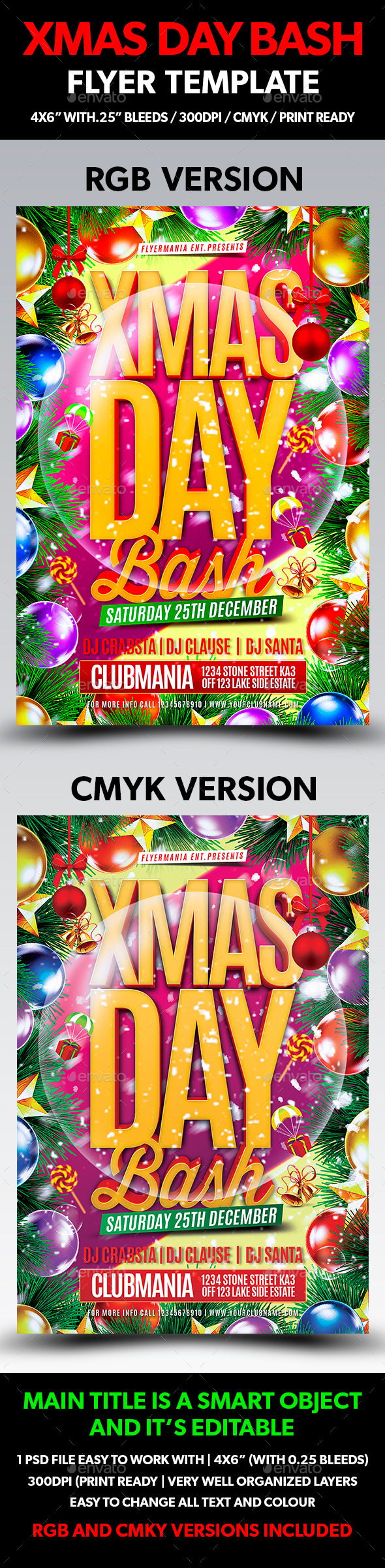 Xmas Day Bash Flyer Template - Flyers Print Templates