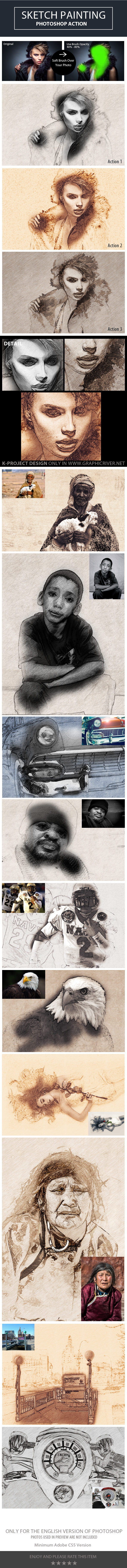Sketch Painting Photoshop Action - Photo Effects Actions