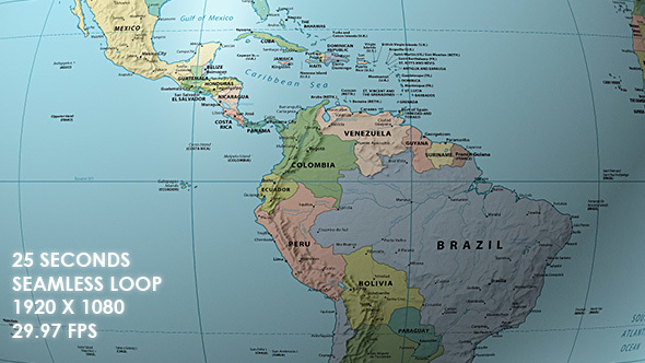 Rotating Globe World Political Map Equator Focus