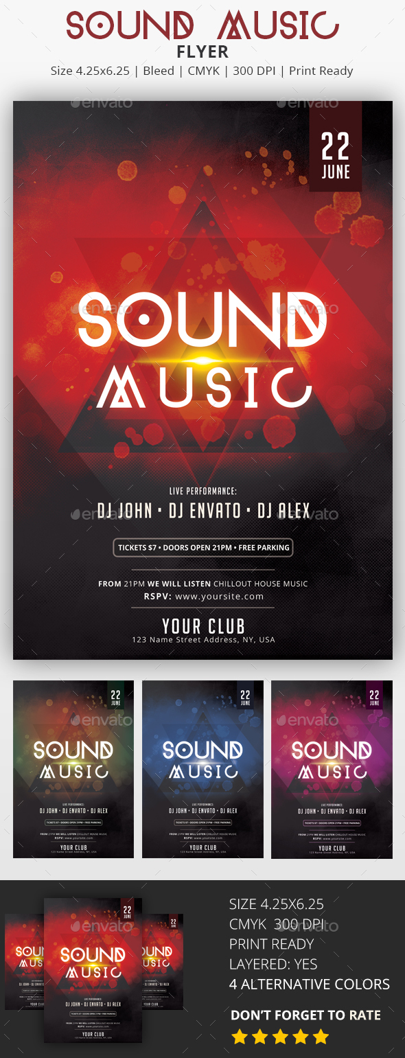 Sound Music - PSD Party Flyer - Clubs & Parties Events