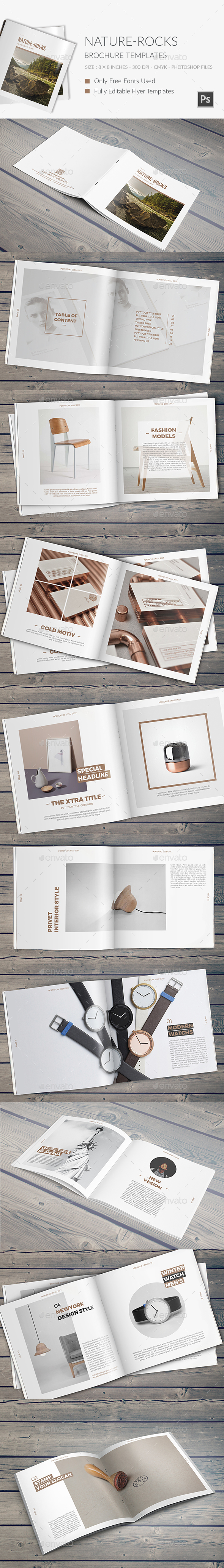 Nature-Rocks Square Portfolio Brochure Template - Portfolio Brochures